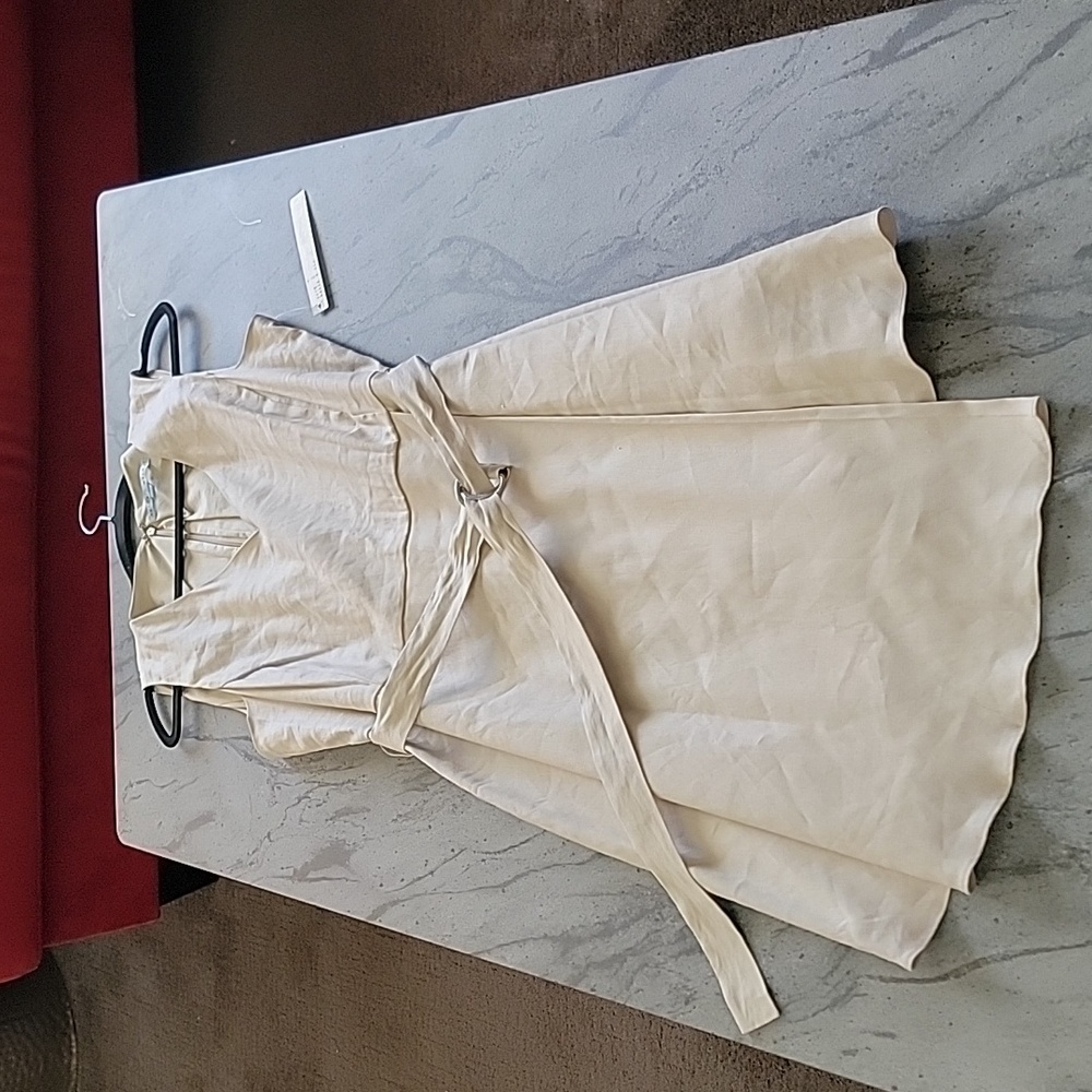 ANTONIO MELANI Natural Stretch Linen Eleanor Sleeveless Dress beige size 14 NWT - Picture 3 of 16
